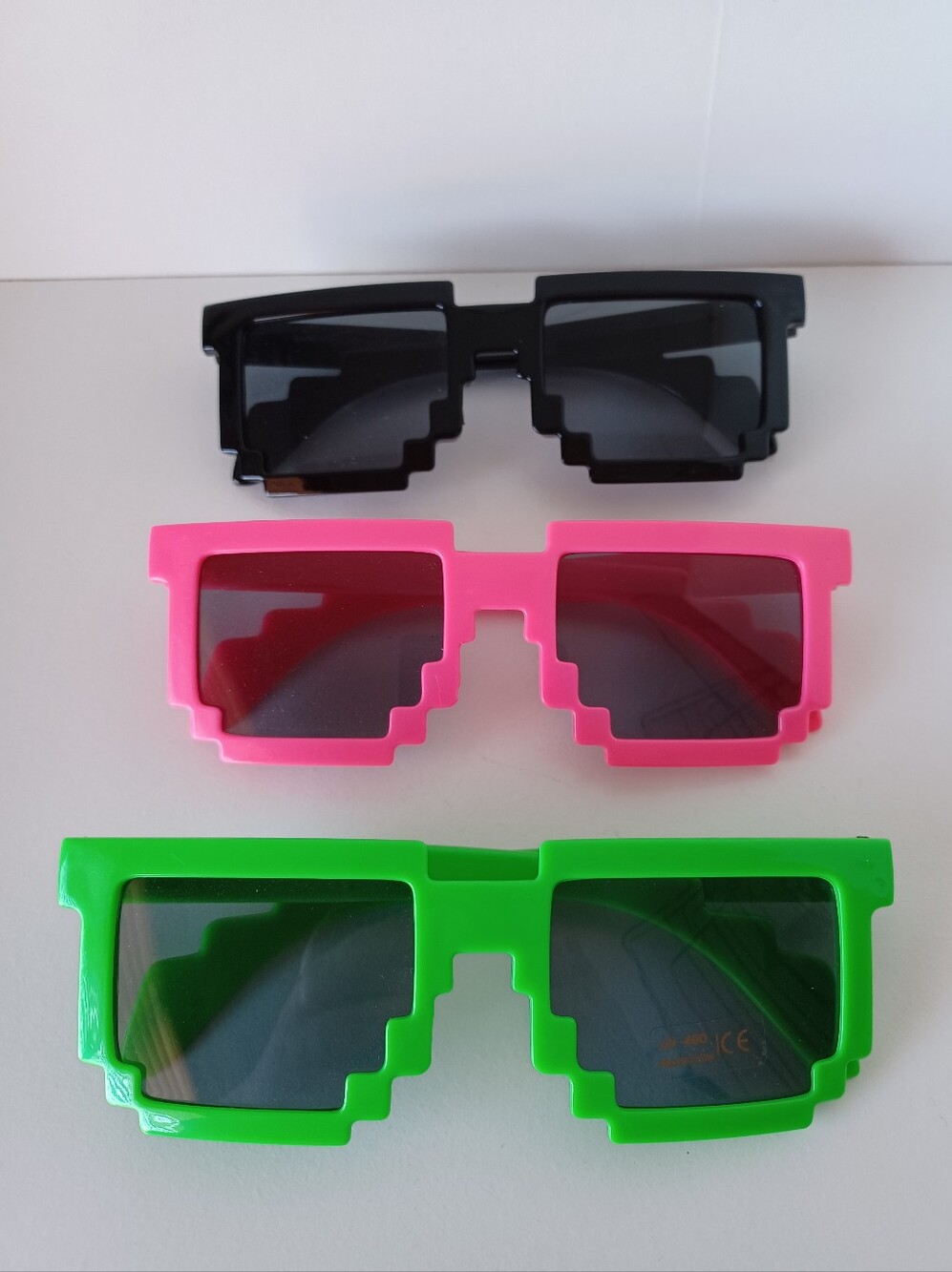 Three Adult Pixel Sunglasses Pink Green And Black Accessories Fun Gaming